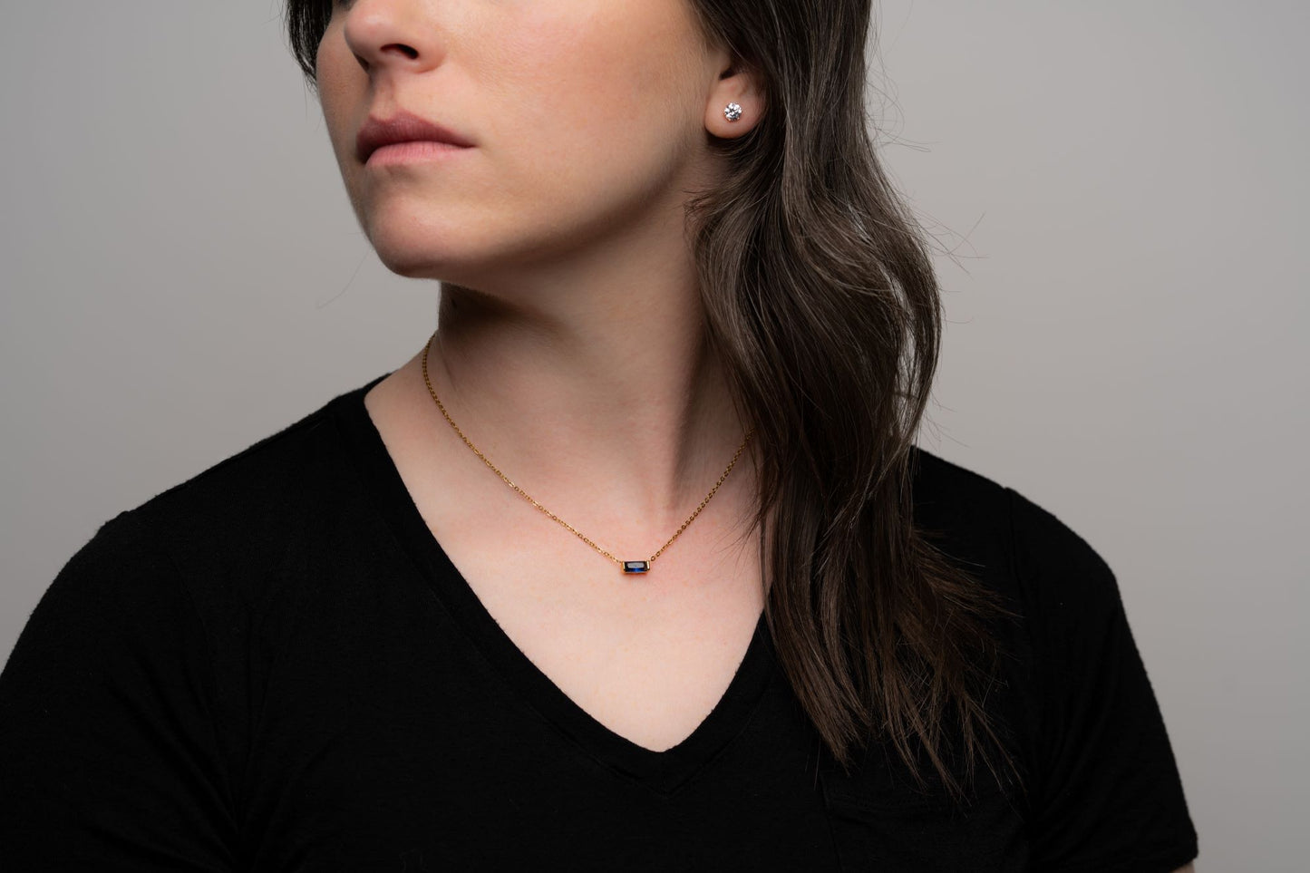 Dainty Baguette Gemstone Necklace