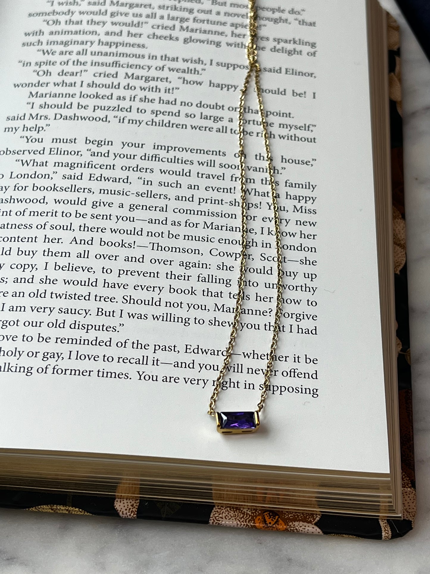 Dainty Baguette Gemstone Necklace