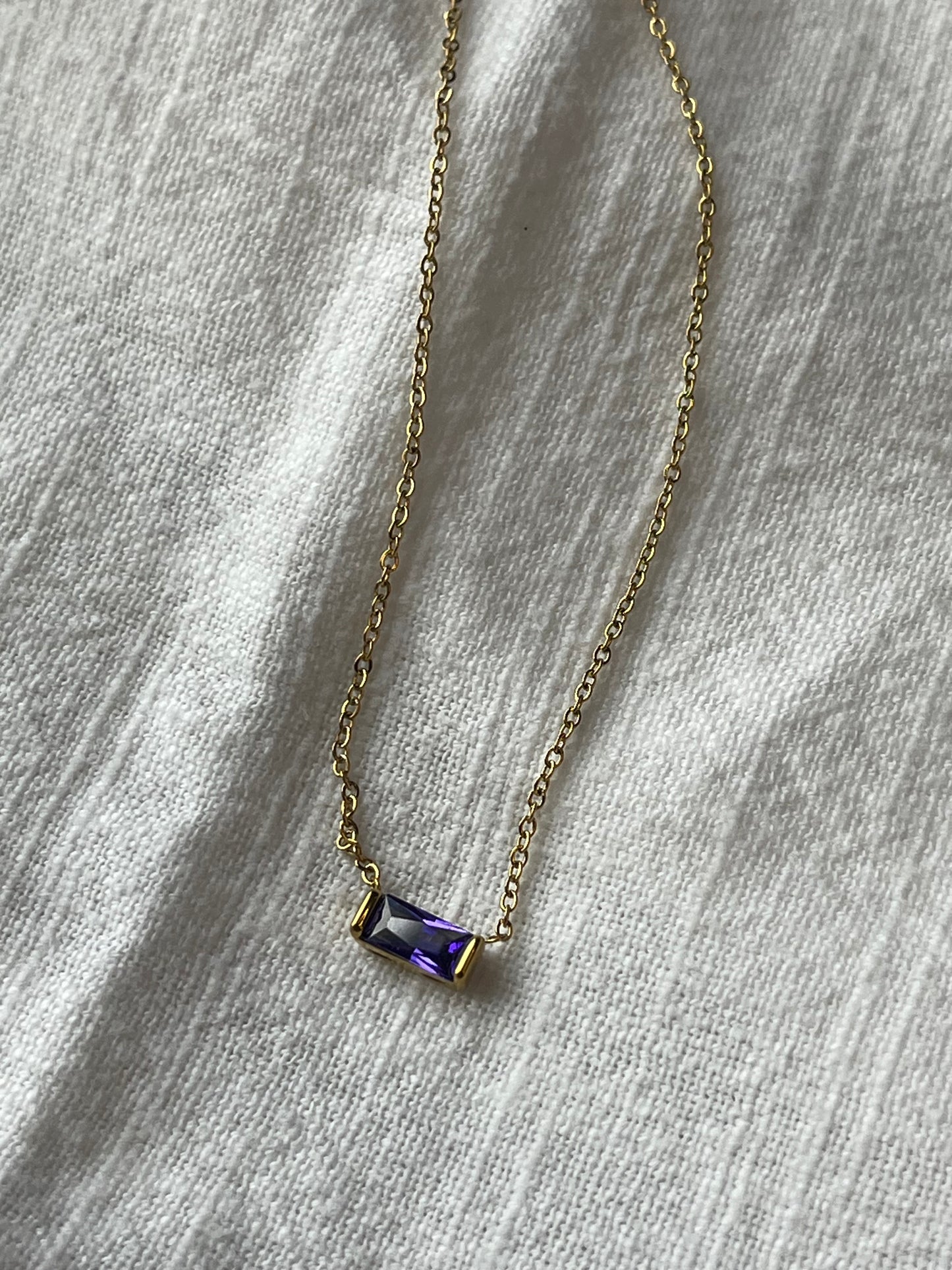 Dainty Baguette Gemstone Necklace