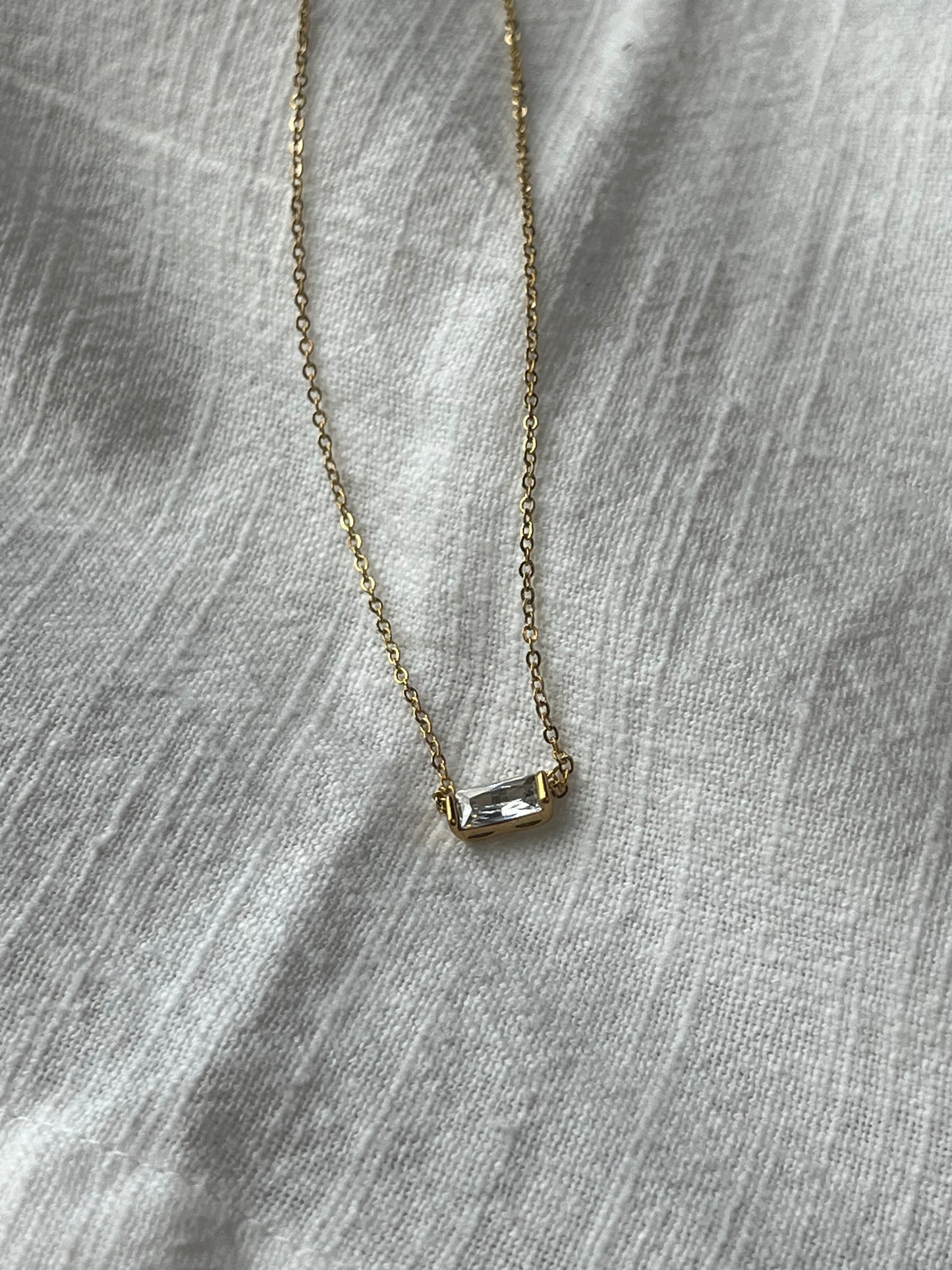 Dainty Baguette Gemstone Necklace