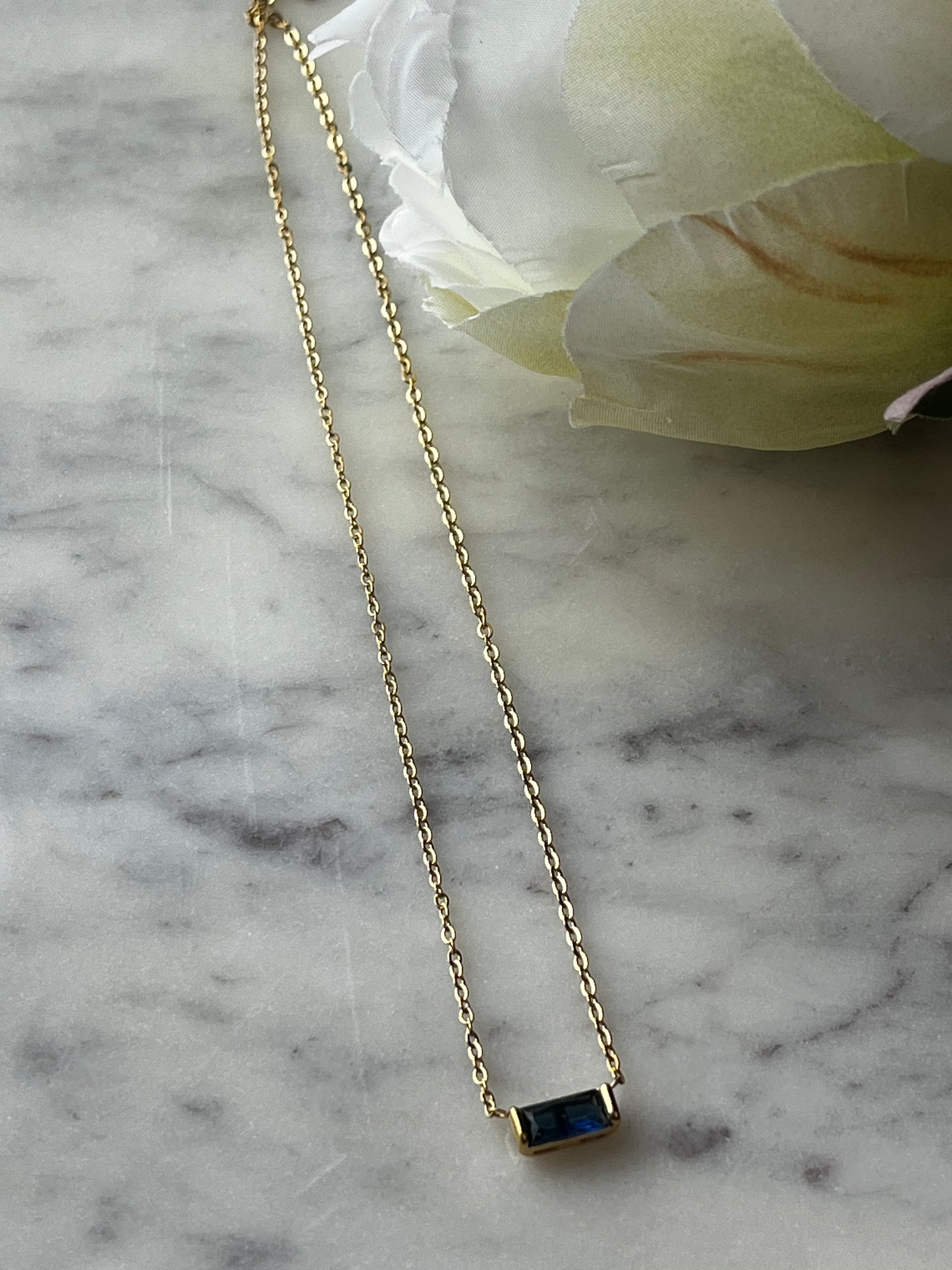 Dainty Baguette Gemstone Necklace
