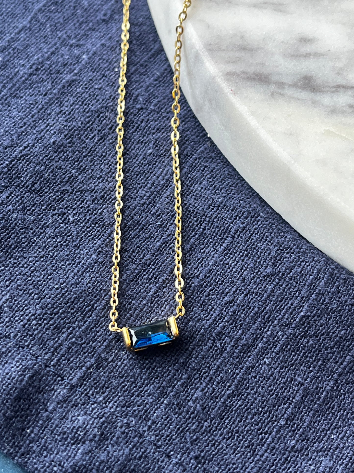 Dainty Baguette Gemstone Necklace