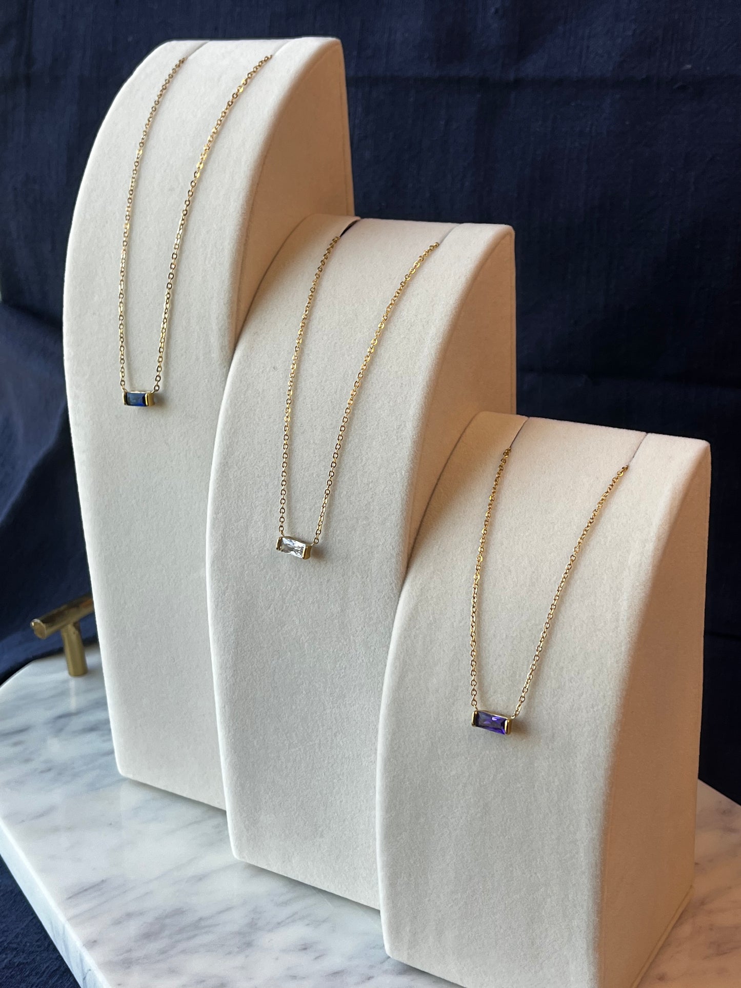 Dainty Baguette Gemstone Necklace