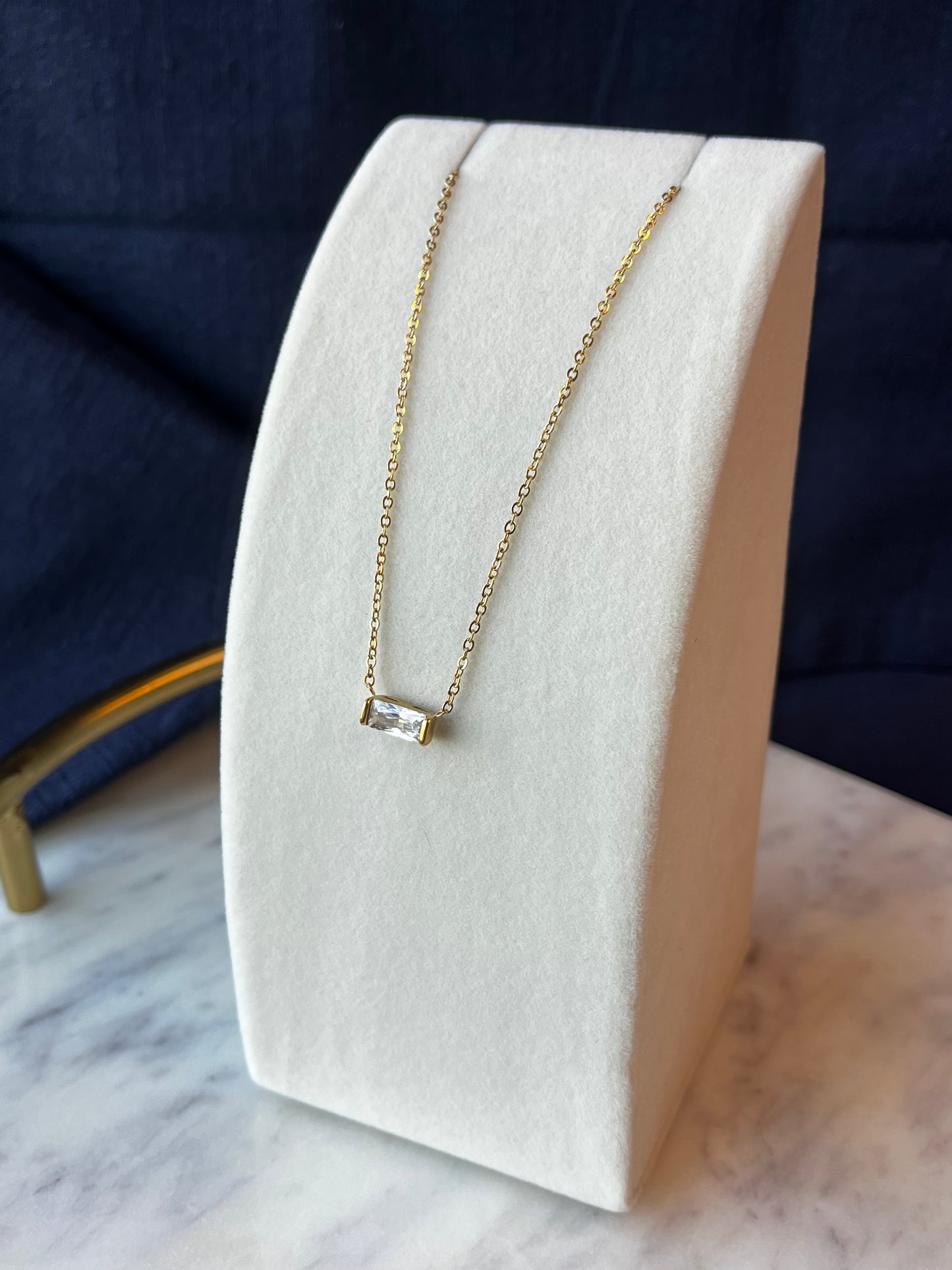 Dainty Baguette Gemstone Necklace